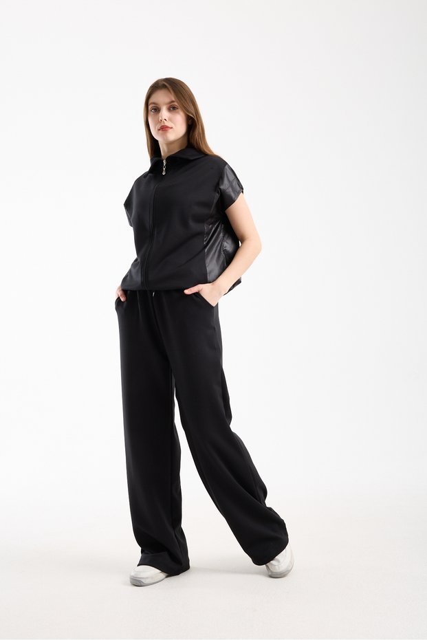 Casual Tracksuit Set with Zero Sleeve Vest, Jessica Garnili, Comfortable Cut, Women's Daily Sports Set, Oversize