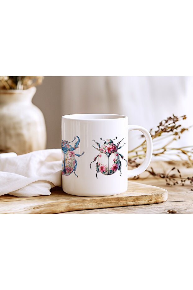 كوب مزخرف بتصميم الحشرات - كوب هدايا بتصميم زهور و4 تصاميم مختلفة للحشرات - 5