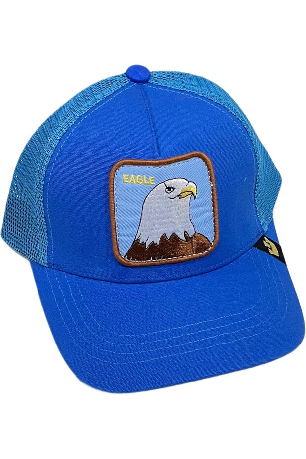 Blue Mesh Cap with Eagle Patch - 1