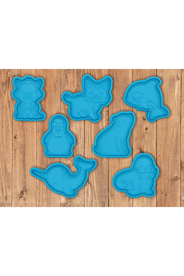 Cute Sea Animals Cookie Mold and Stamp - Animal Sugarcraft Mold with 7 Different Animals