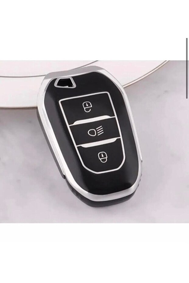 Citröen C3 C4 C5 Aircross Key Protection Case with Headlight Keys See 2Nd Image Black/Chrome