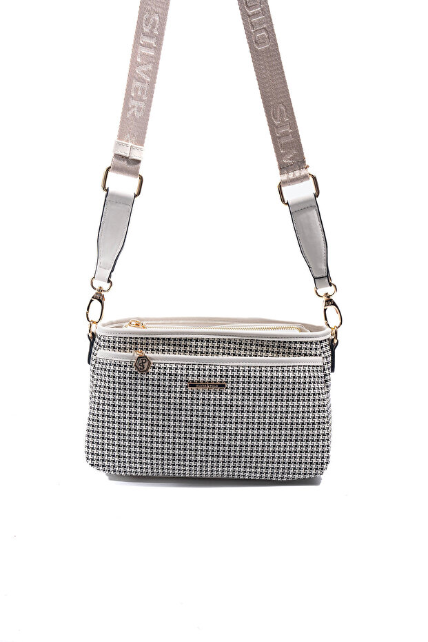 Black - Bone Crow's Feet Plaid Women's Crossbody Bag Sp1184