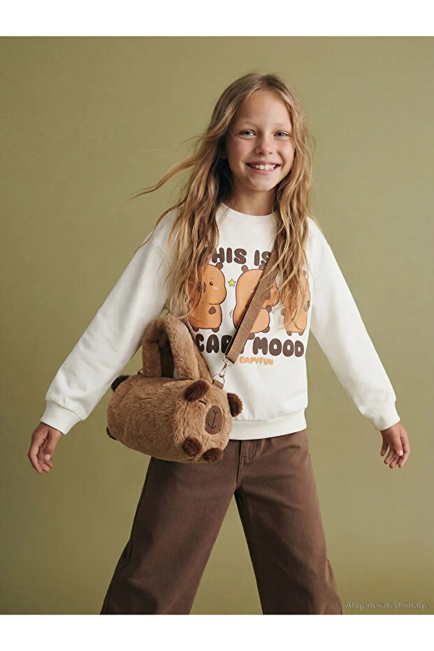Lcw Accessories Brown Animal Figured Plush Shoulder Bag for Girls
