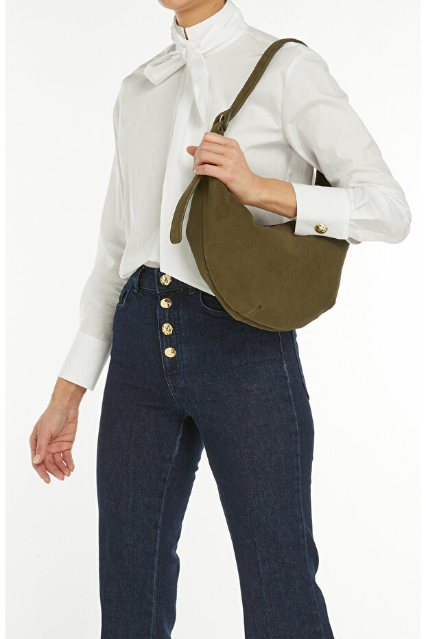 Haki Kadın Süet Çanta - 2