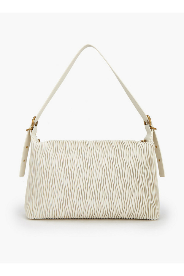 Textured Shoulder Bag with Adjustable Strap - 4