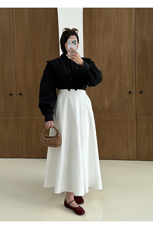 DANTEL DESEN GÖMLEK SİYAH - 5