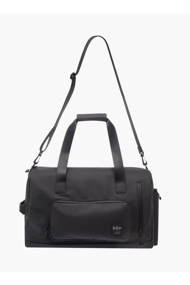 Solid Duffle Bag with Zip Closure and Detachable Strap - 3