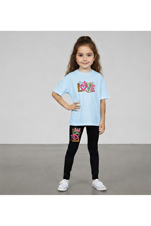 Love Printed Top and Bottom Set T-Shirt Tights