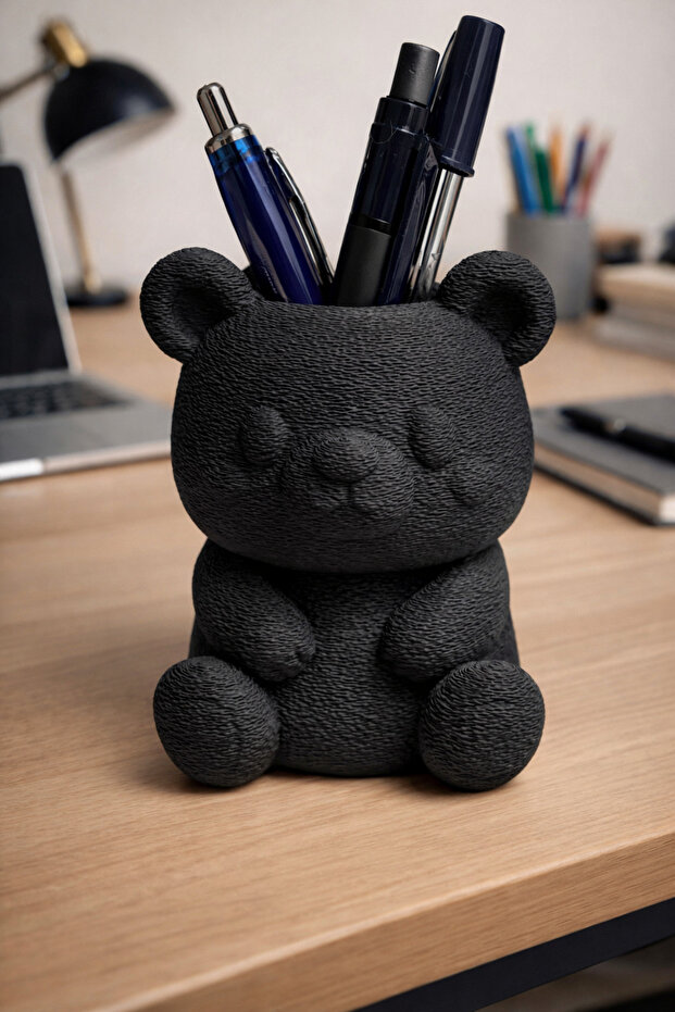 Teddy Bear Desktop Pen Holder Decor