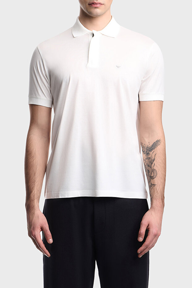 Cotton Blend Regular Fit Buttoned Polo Men's Polo Em005492 Af24839 U0003