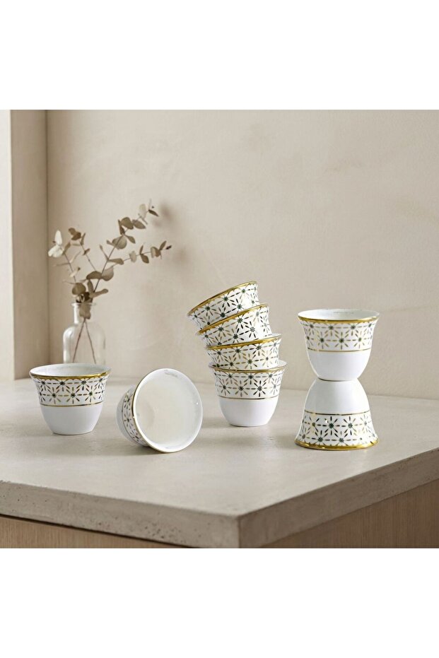 Luna 12-Piece Bone China Cawa Cup Set - 80ml, Durable Serveware Cups For Tea & Coffee