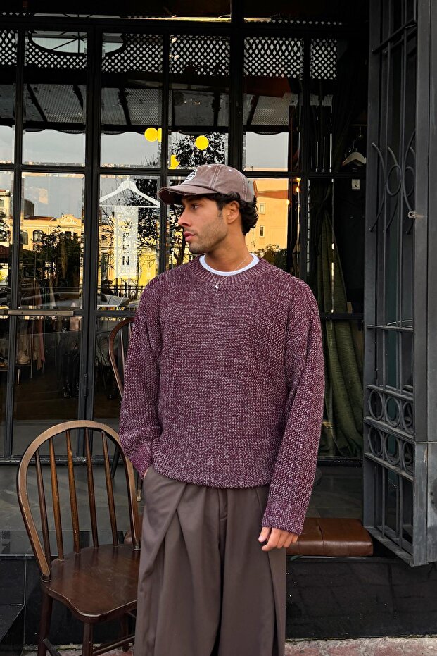 Knitted Model Knitwear Sweater Claret Red