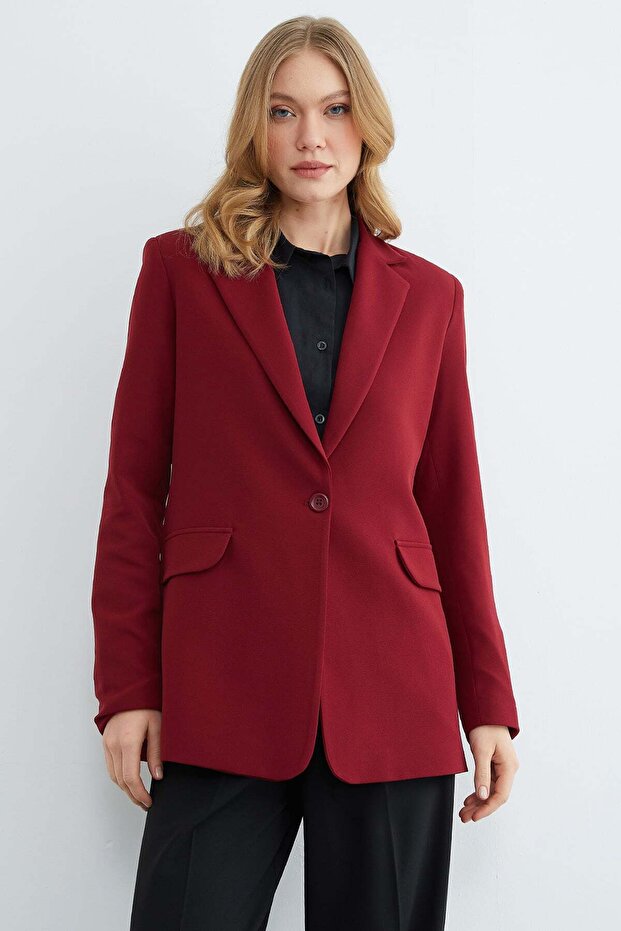 Basic Tek Düğmeli Blazer Ceket - 4