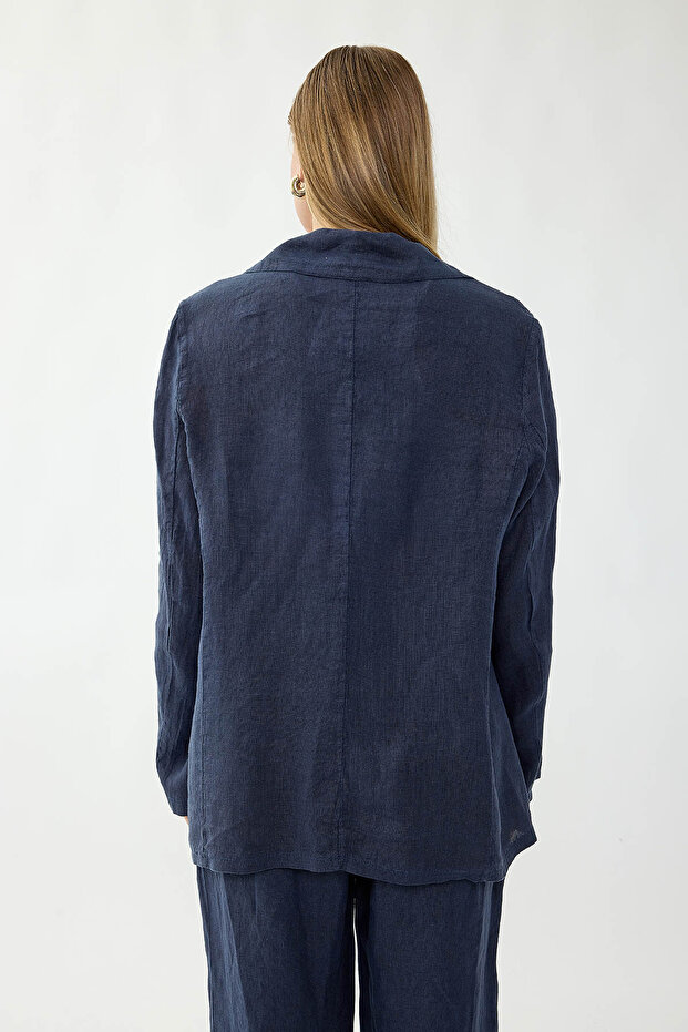 100% Linen Single Button Pocket Jacket - 5