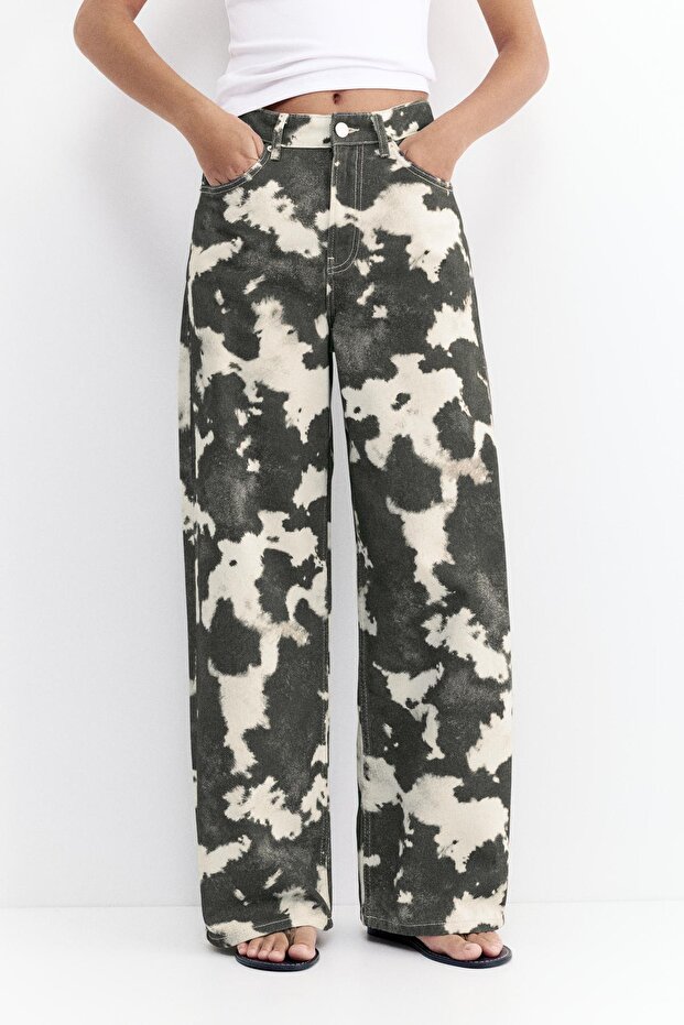 İnek desenli baggy jean - 6