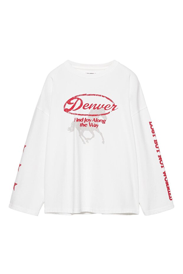 At grafik baskılı t-shirt - 3