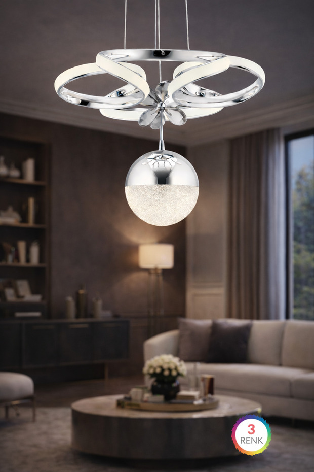 Dreon 3 Renk Gümüş Ledli Modern Avize - 1