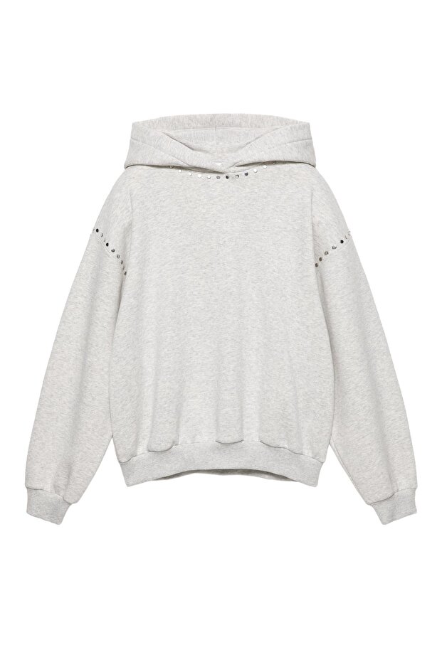 Zımba detaylı kapüşonlu sweatshirt - 3