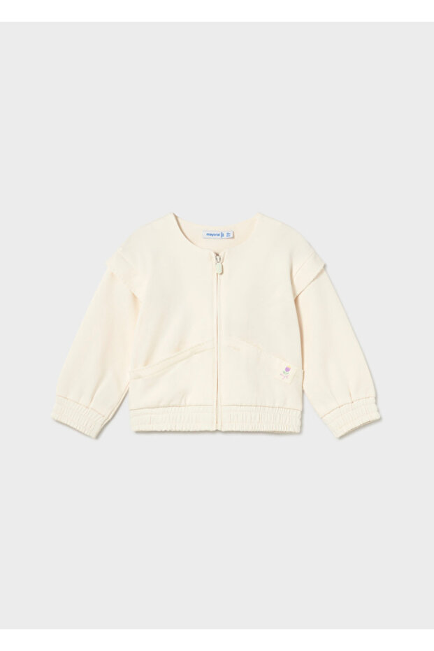 Baby Girl Zippered Sweatshirt Ecru 1491