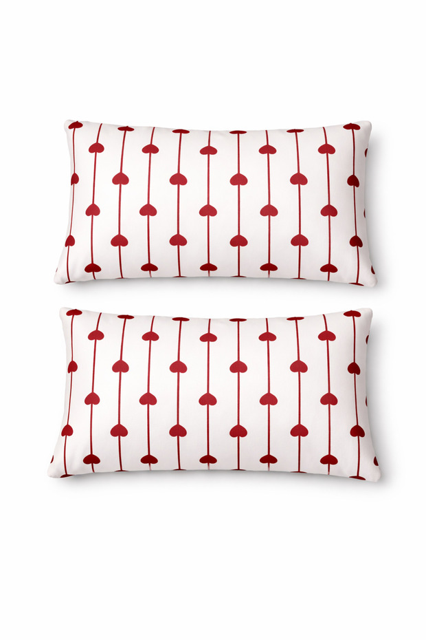 طقم غطاء وسادة قطنية منقوشة مكون من قطعتين مقاس 50×70 سم