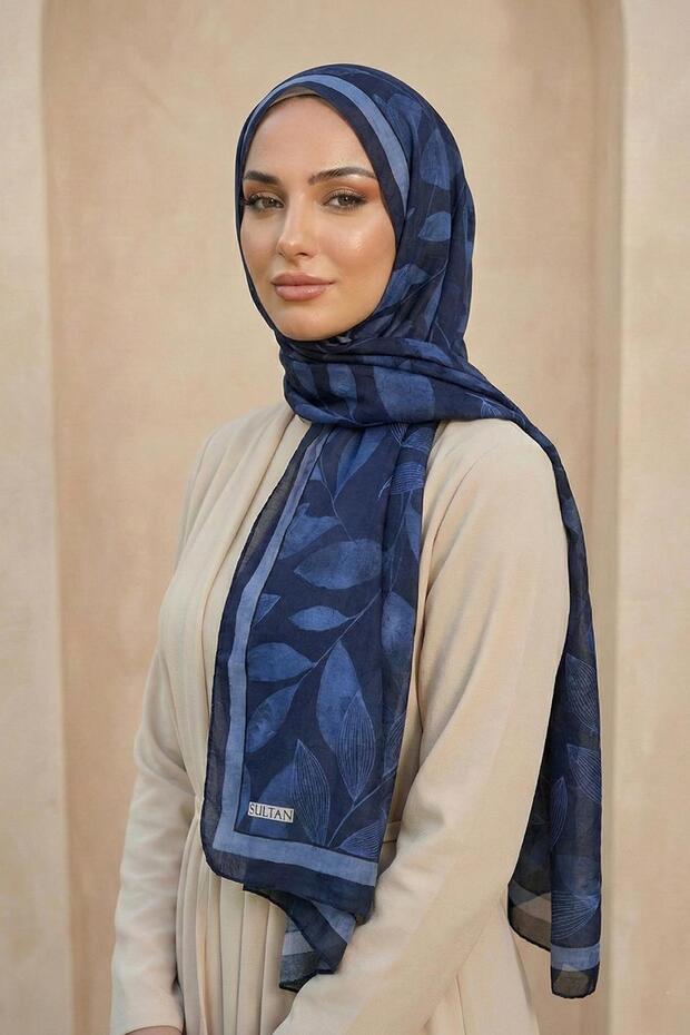 شال سلطان منقوش بامبو كراش - موديل ورق الشجر - DK07-02 - 1