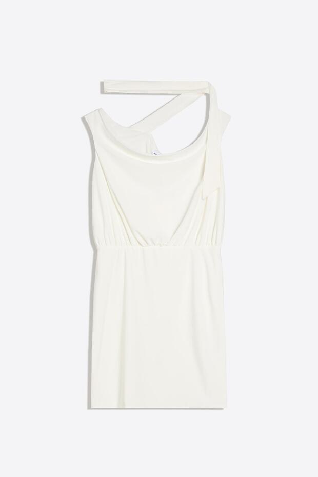 Bardot mini fular elbise - 5