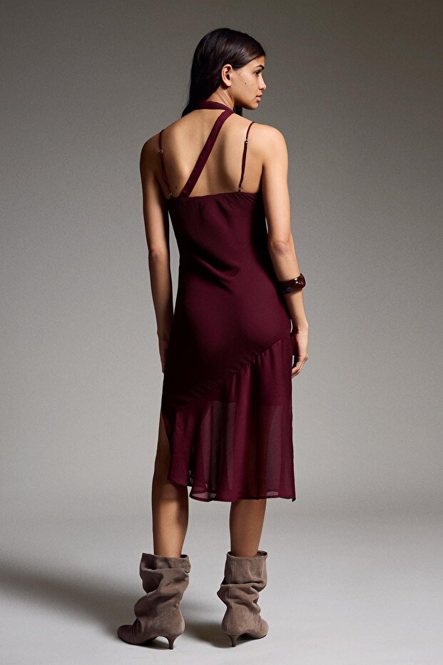 Şifon fular midi elbise - 2