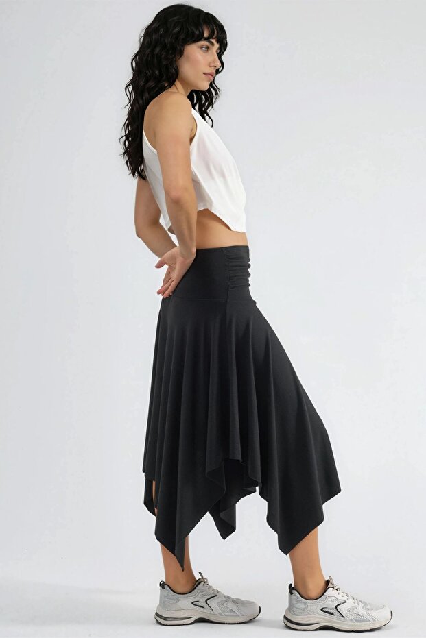 BUSEM Soft Touch Asimetrik Midi Etek - 4