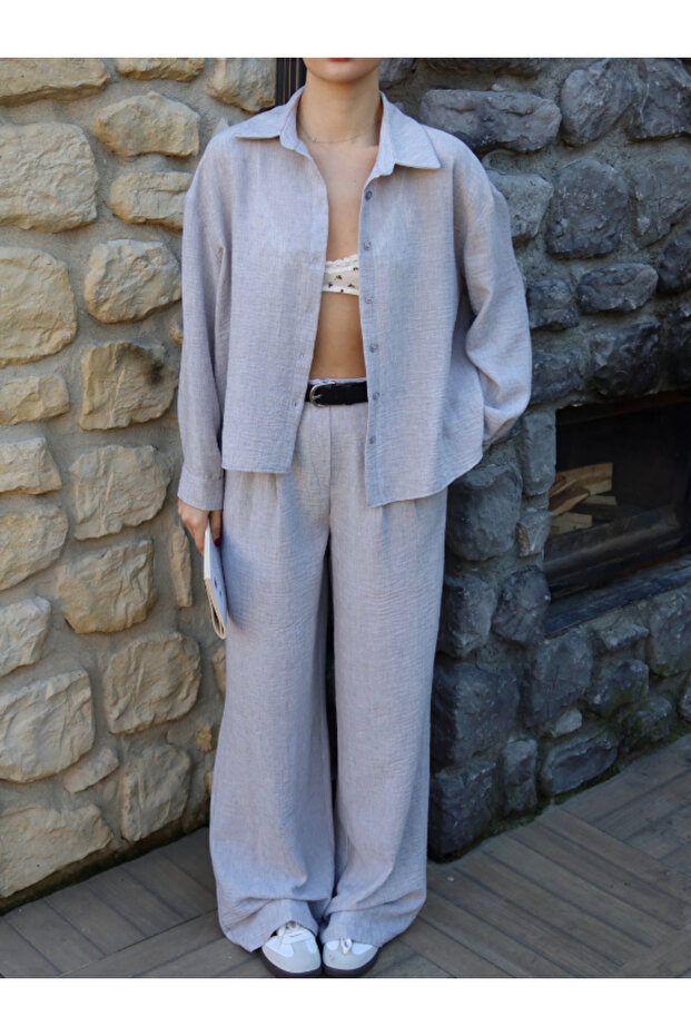 طقم قميص وبنطلون مطوي - 3