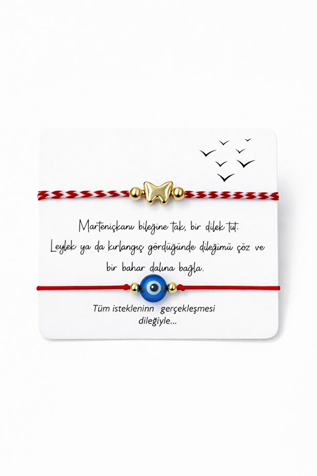 Set of 2 Marteniçka Lucky Bracelets with Butterfly and Evil Eye Beads