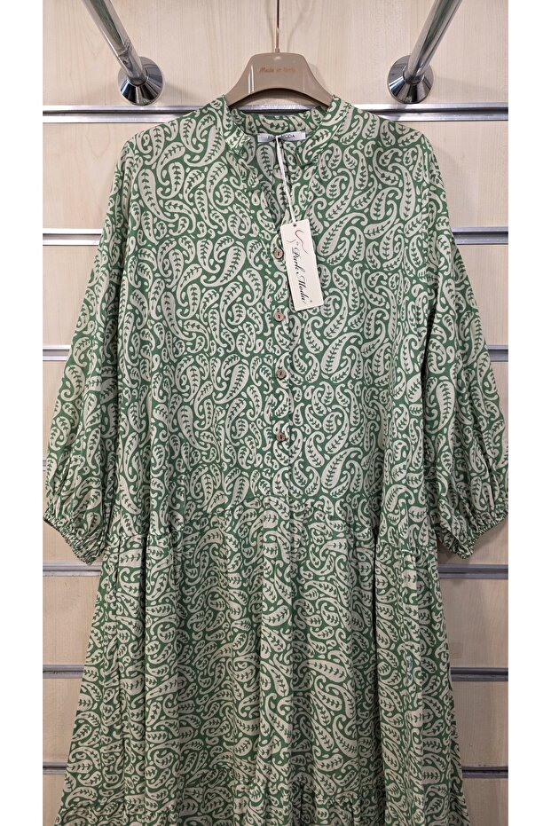 Rochie lungă bumbac lu Elbise cu model - 2