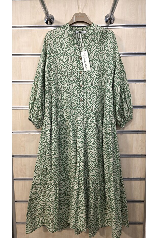 Rochie lungă bumbac lu Elbise cu model - 1