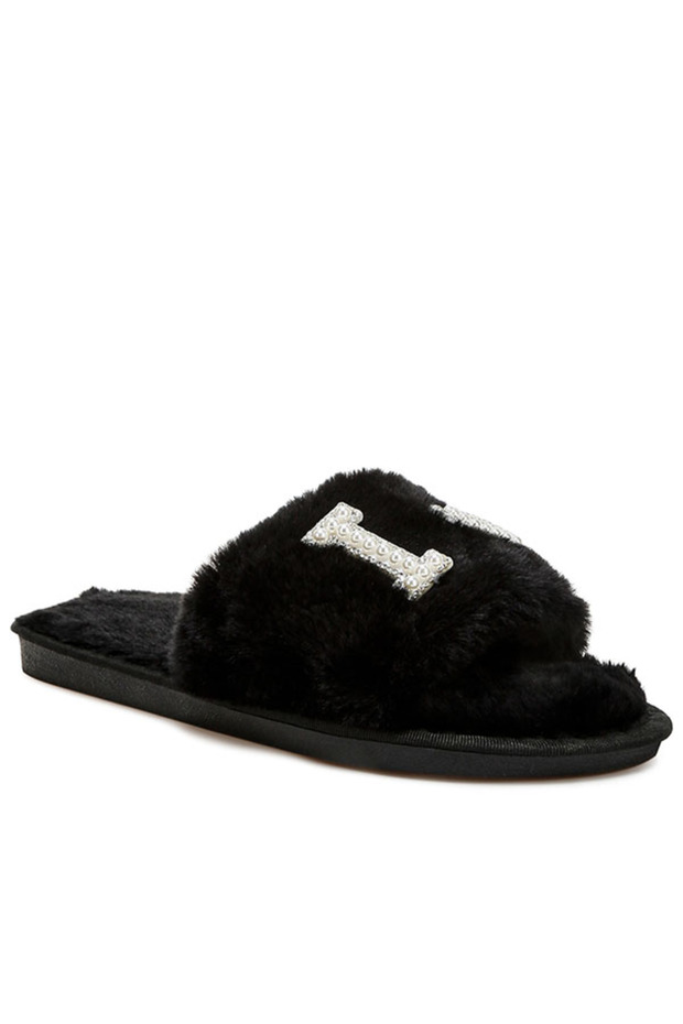 Women's Fur Sliders In Black
