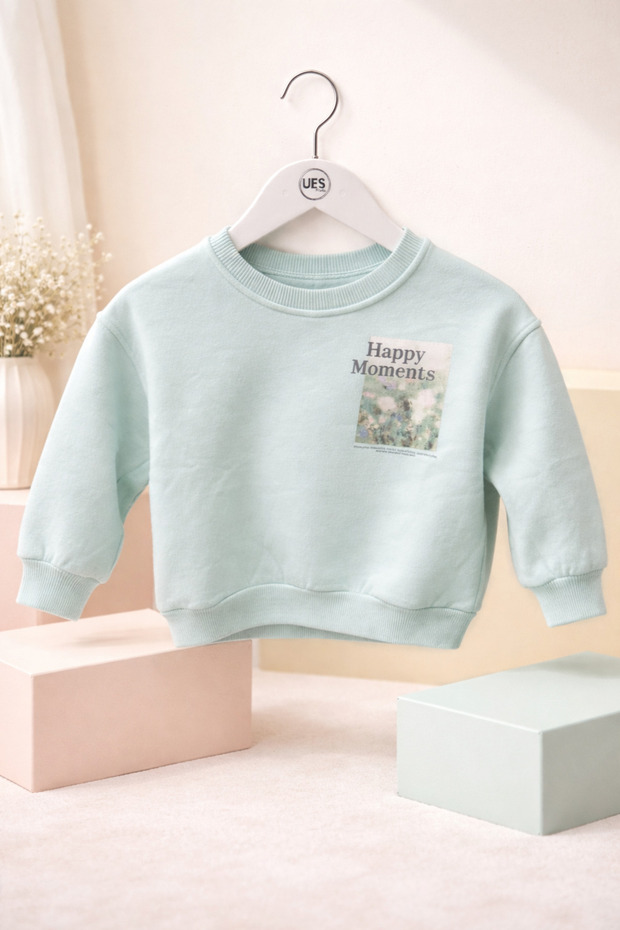 Happy Moments Mint Baby Long Sleeve Sweatshirt