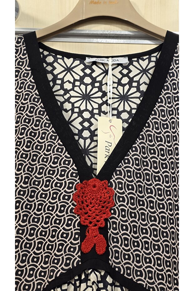 Rochie lungă bumbac bucăți cu model - 2