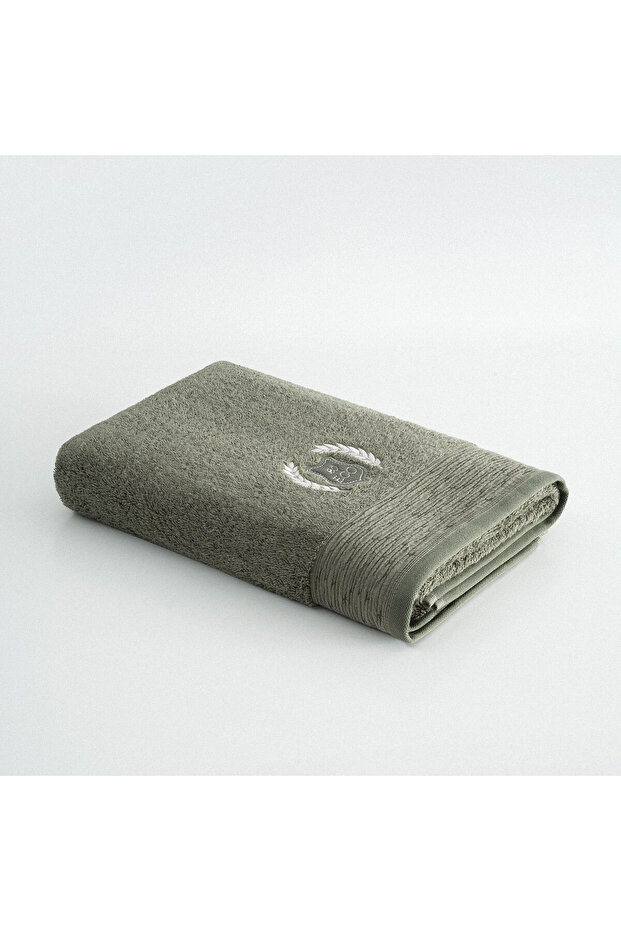 Leather N Bath Towel 100% Organic Cotton Embroidered Green 80X150 cm