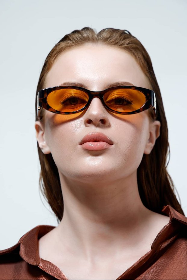 Gusse Women's / Girls' Geometric Leopard / Orange Sunglasses