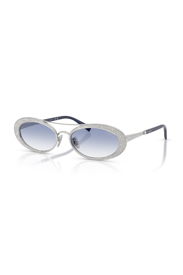 Vo 4348Sb 32319 54 Women's Oval Gradient Silver Metal Sunglasses