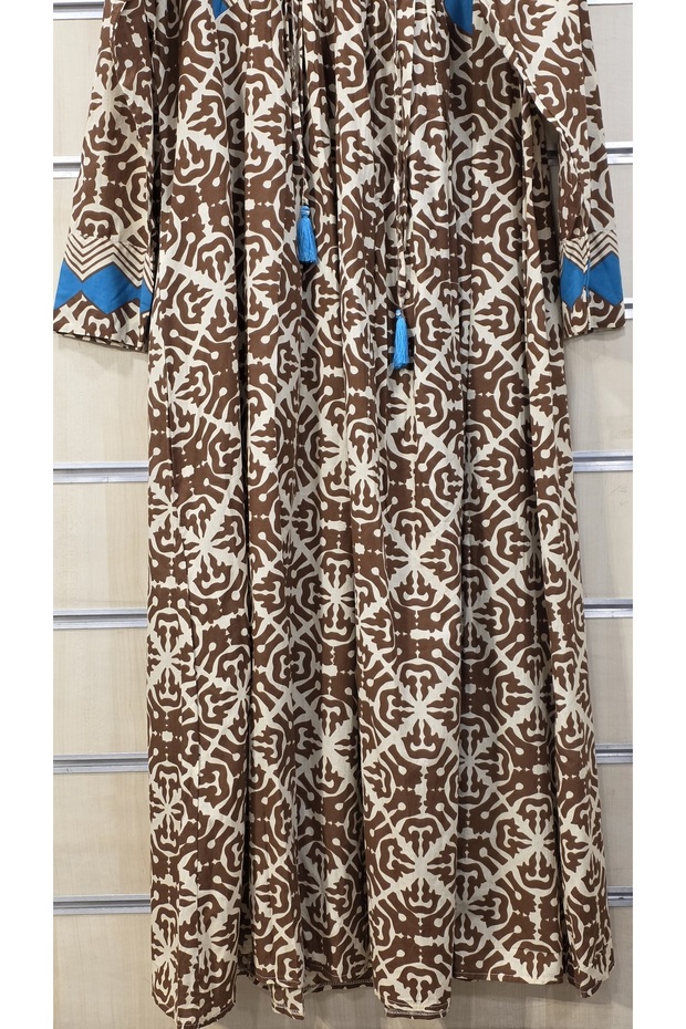 Rochie lungă bumbac bucăți cu model - 5