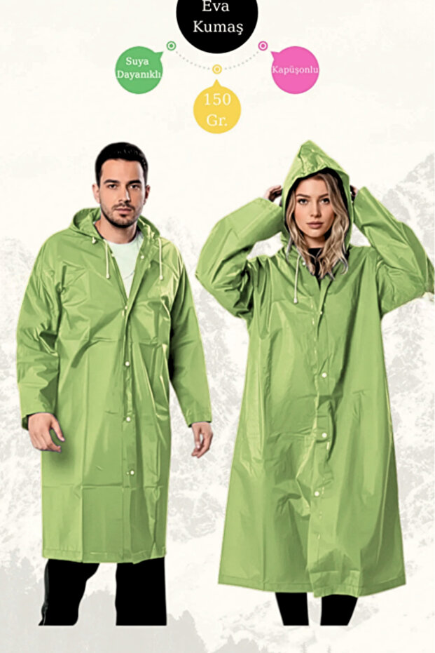 Khaki Unisex Eva Fabric Water Windproof Adult Raincoat