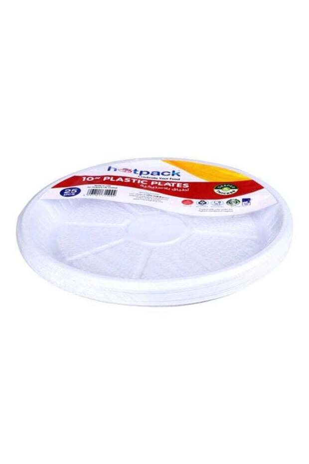 Disposable White Plastic Plates Round 10 inch, 25 Pieces