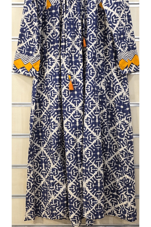 Rochie lungă bumbac bucăți cu model - 5