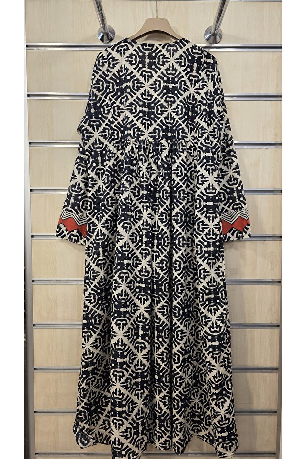 Rochie lungă bumbac bucăți cu model - 6