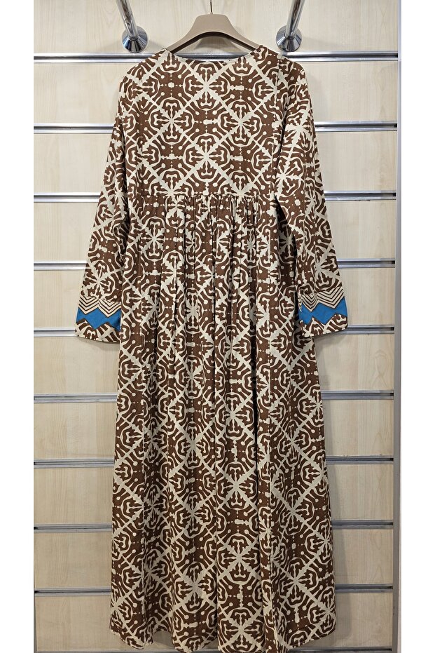 Rochie lungă bumbac bucăți cu model - 7