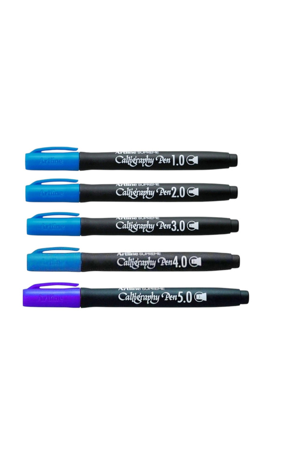 Supreme Calligraphy Pen (1.0-2.0-3.0-4.0-5.0) Blue (5 Pieces)