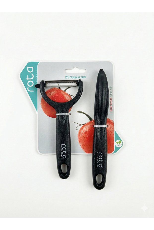 Set of 2 Vegetable Peelers Stainless Steel Laser Cut Ergonomic Black