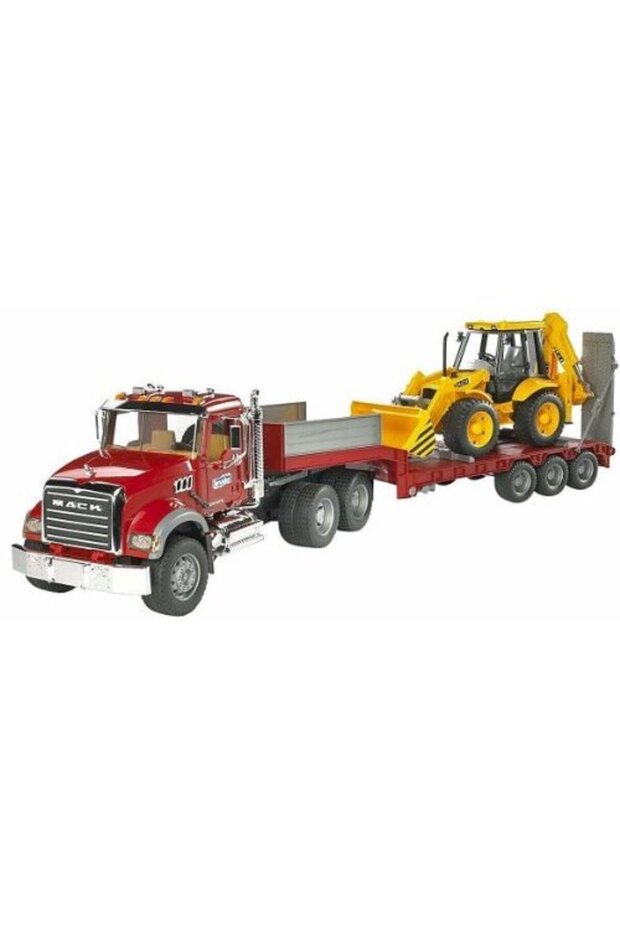 MACK Granite low loader and JCB 4CX backhoe loader