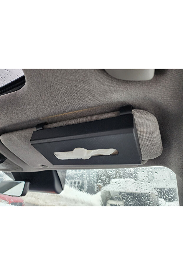 🧻   صندوق المناديل الورقية للسيارة قبعة بواقٍ شمسي – جهاز عملي للتخزين والاستخدام - 4