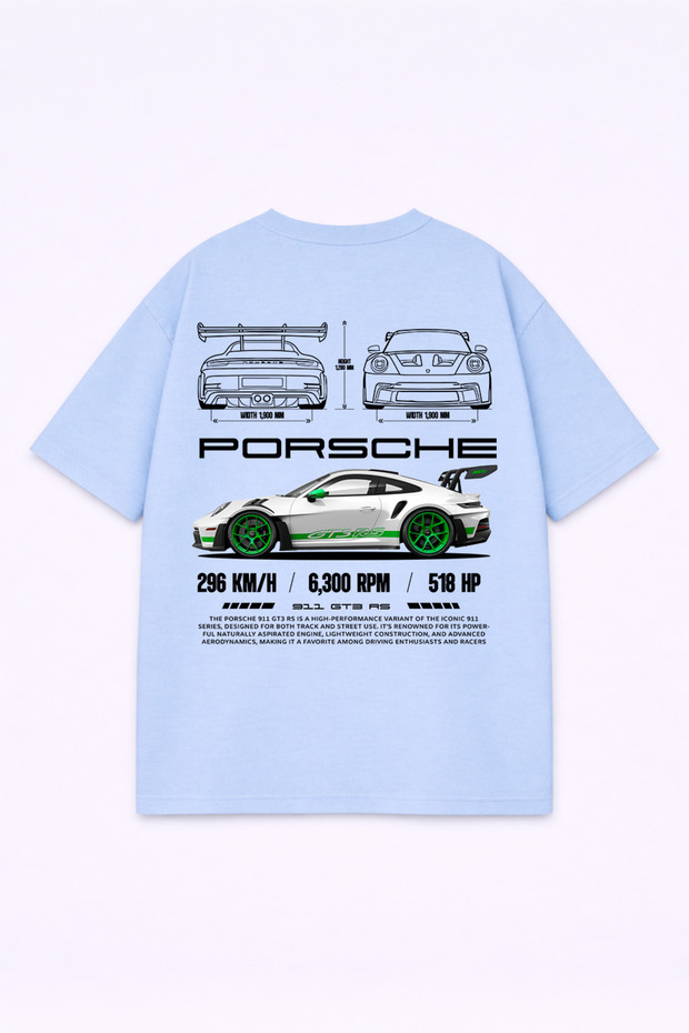 Oversized T-Shirt 100% Cotton Comfortable Fit 911 Porsche Printed T-Shirt