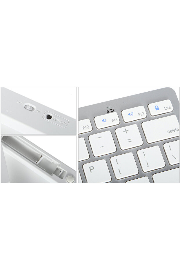 Mini keyboard, Bluetooth 3.0, compatible with Windows, iOS, Android, white - 3